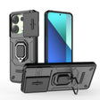 For Xiaomi Redmi Note 13 4G Global Sliding Camshield TPU + PC Shockproof Phone Case with Holder(Black) - Note 13 Cases by PMC TechLife | Online Shopping South Africa | PMC TechLife | Buy Now Pay Later Mobicred