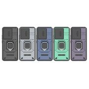 For Xiaomi Redmi Note 13 4G Global Sliding Camshield TPU + PC Shockproof Phone Case with Holder(Black)