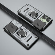 For Xiaomi Redmi Note 13 4G Global Sliding Camshield TPU + PC Shockproof Phone Case with Holder(Grey)