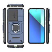 For Xiaomi Redmi Note 13 4G Global Sliding Camshield TPU + PC Shockproof Phone Case with Holder(Blue)