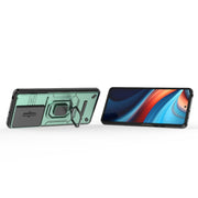 For Xiaomi Redmi Note 13R Pro 5G Sliding Camshield TPU + PC Shockproof Phone Case with Holder(Green)