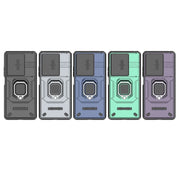 For Xiaomi Redmi Note 13R Pro 5G Sliding Camshield TPU + PC Shockproof Phone Case with Holder(Green)