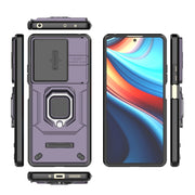 For Xiaomi Redmi Note 13R Pro 5G Sliding Camshield TPU + PC Shockproof Phone Case with Holder(Purple)
