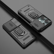 For Xiaomi Redmi Note 13 Pro 4G Global Sliding Camshield TPU + PC Shockproof Phone Case with Holder(Black)