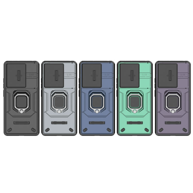 For Xiaomi Redmi Note 13 Pro 4G Global Sliding Camshield TPU + PC Shockproof Phone Case with Holder(Green)