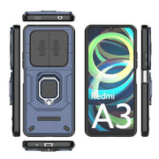 For Xiaomi Redmi A3 4G Global Sliding Camshield TPU + PC Shockproof Phone Case with Holder(Blue)