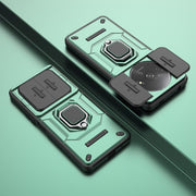 For Xiaomi Redmi A3 4G Global Sliding Camshield TPU + PC Shockproof Phone Case with Holder(Green)
