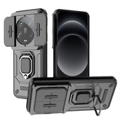 For Xiaomi 14 Ultra Sliding Camshield TPU + PC Shockproof Phone Case with Holder(Black)