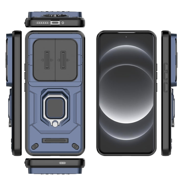 For Xiaomi 14 Ultra Sliding Camshield TPU + PC Shockproof Phone Case with Holder(Blue)