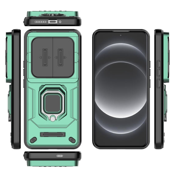 For Xiaomi 14 Ultra Sliding Camshield TPU + PC Shockproof Phone Case with Holder(Green)