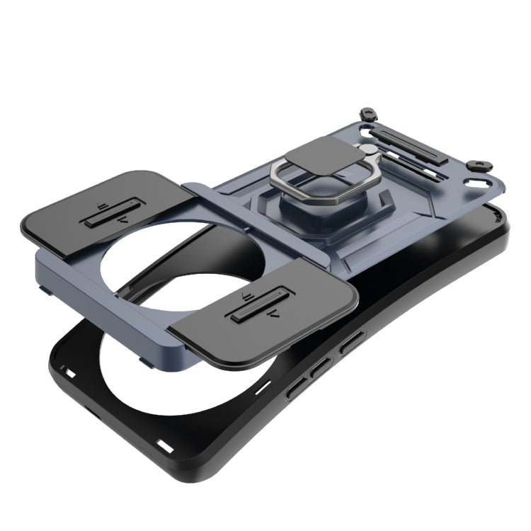 For Xiaomi 14 Ultra Sliding Camshield TPU + PC Shockproof Phone Case with Holder(Green)