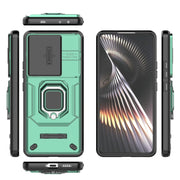For Xiaomi Redmi Turbo 3 5G Sliding Camshield TPU + PC Shockproof Phone Case with Holder(Green)