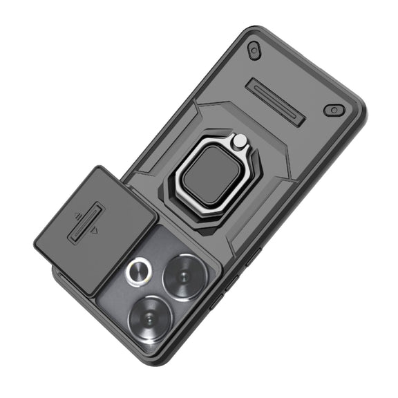 For Xiaomi Redmi Turbo 3 5G Sliding Camshield TPU + PC Shockproof Phone Case with Holder(Green)