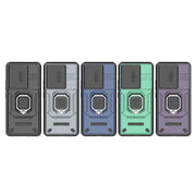 For Xiaomi Redmi Turbo 3 5G Sliding Camshield TPU + PC Shockproof Phone Case with Holder(Green)