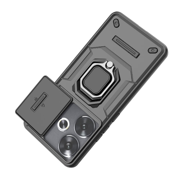 For Xiaomi Redmi Turbo 3 5G Sliding Camshield TPU + PC Shockproof Phone Case with Holder(Purple)