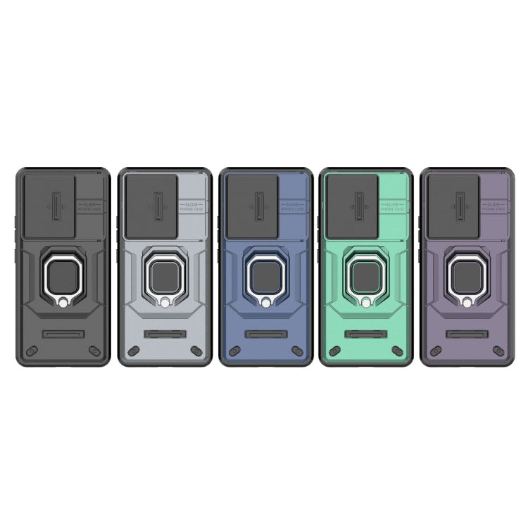 For Xiaomi Redmi Turbo 3 5G Sliding Camshield TPU + PC Shockproof Phone Case with Holder(Purple)