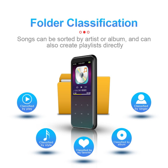 16GB M15 Multi-function Smart Voice Recorder MP3 Hifi Sound Music Player Walkman, Bluetooth Version