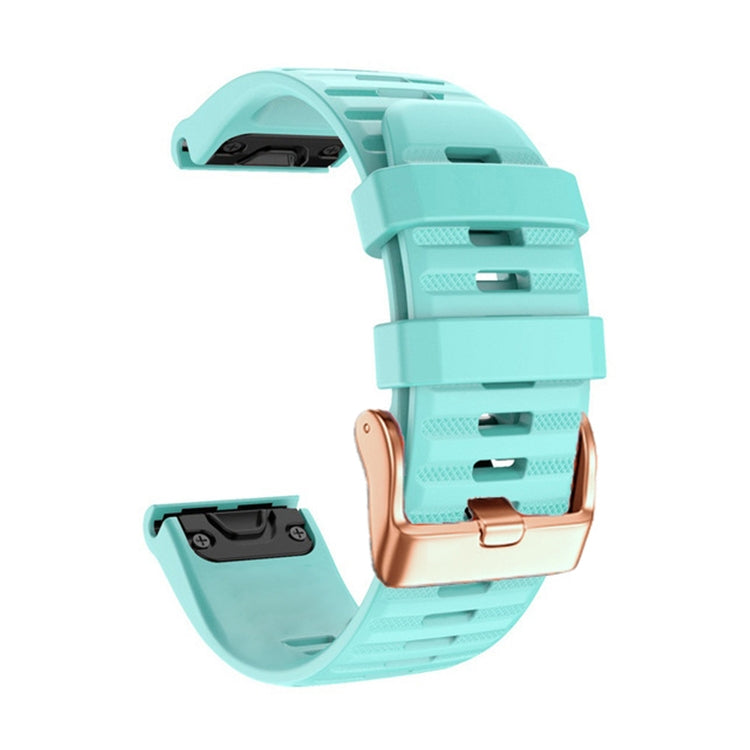 For Garmin Fenix 7S / 6S Pro / 5S Plus 20mm Rose Gold Buckle Quick Release Silicone Watch Band(Mint Green)