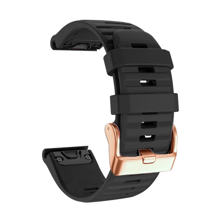 For Garmin Fenix 7S / 6S Pro / 5S Plus 20mm Rose Gold Buckle Quick Release Silicone Watch Band(Black)