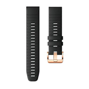 For Garmin Fenix 7S / 6S Pro / 5S Plus 20mm Rose Gold Buckle Quick Release Silicone Watch Band(Black)