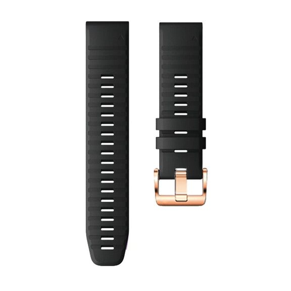 For Garmin Fenix 7S / 6S Pro / 5S Plus 20mm Rose Gold Buckle Quick Release Silicone Watch Band(Black)