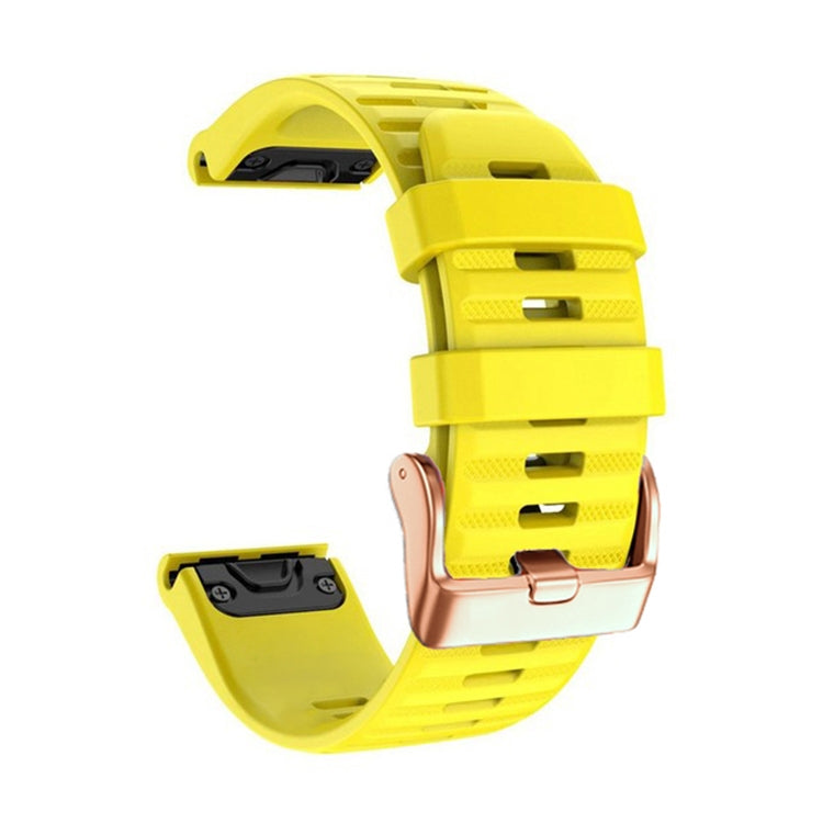 For Garmin Fenix 7S / 6S Pro / 5S Plus 20mm Rose Gold Buckle Quick Release Silicone Watch Band(Yellow)