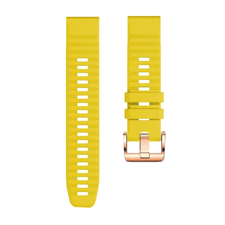 For Garmin Fenix 7S / 6S Pro / 5S Plus 20mm Rose Gold Buckle Quick Release Silicone Watch Band(Yellow)