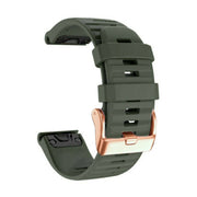 For Garmin Fenix 7S / 6S Pro / 5S Plus 20mm Rose Gold Buckle Quick Release Silicone Watch Band(Army Green)