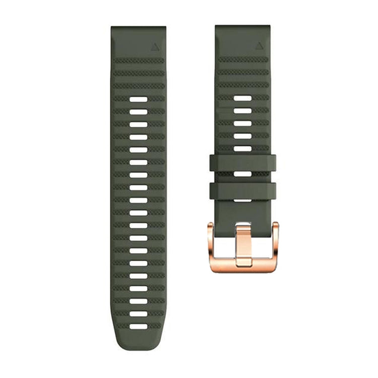 For Garmin Fenix 7S / 6S Pro / 5S Plus 20mm Rose Gold Buckle Quick Release Silicone Watch Band(Army Green)