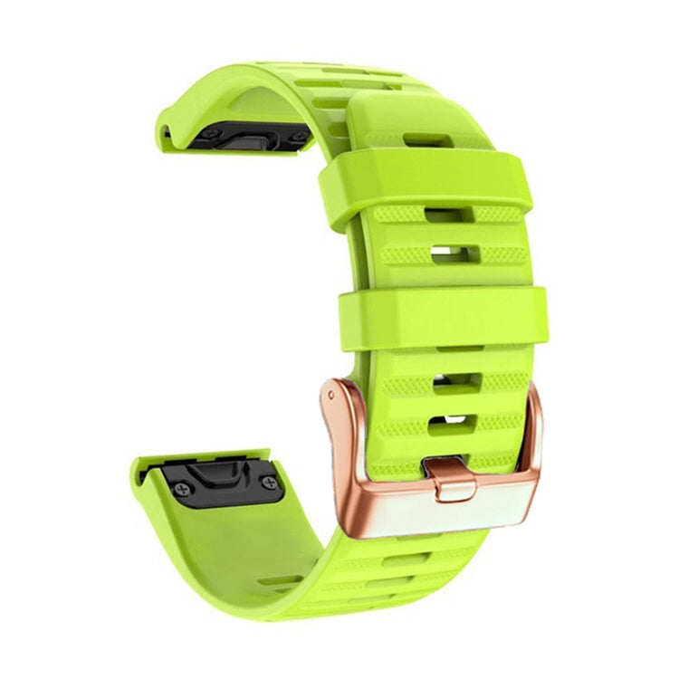 For Garmin Fenix 7S / 6S Pro / 5S Plus 20mm Rose Gold Buckle Quick Release Silicone Watch Band(Green)