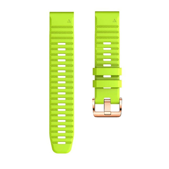 For Garmin Fenix 7S / 6S Pro / 5S Plus 20mm Rose Gold Buckle Quick Release Silicone Watch Band(Green)