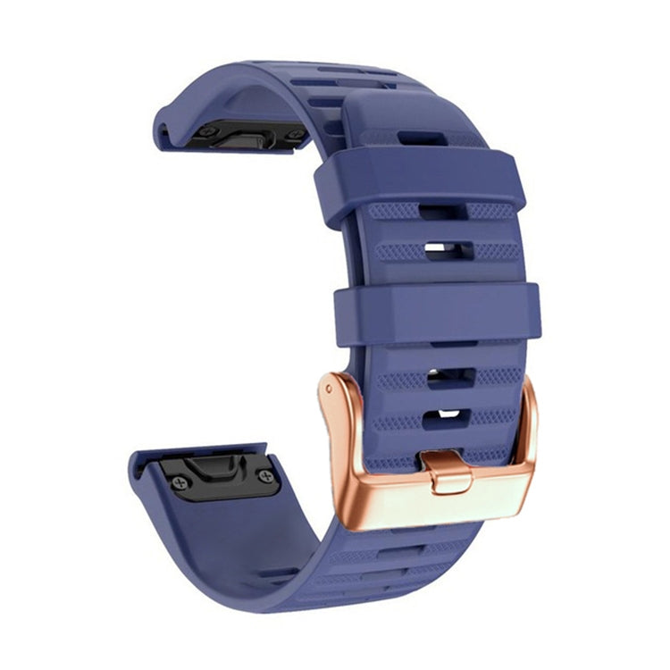 For Garmin Fenix 7S / 6S Pro / 5S Plus 20mm Rose Gold Buckle Quick Release Silicone Watch Band(Midnight Blue)