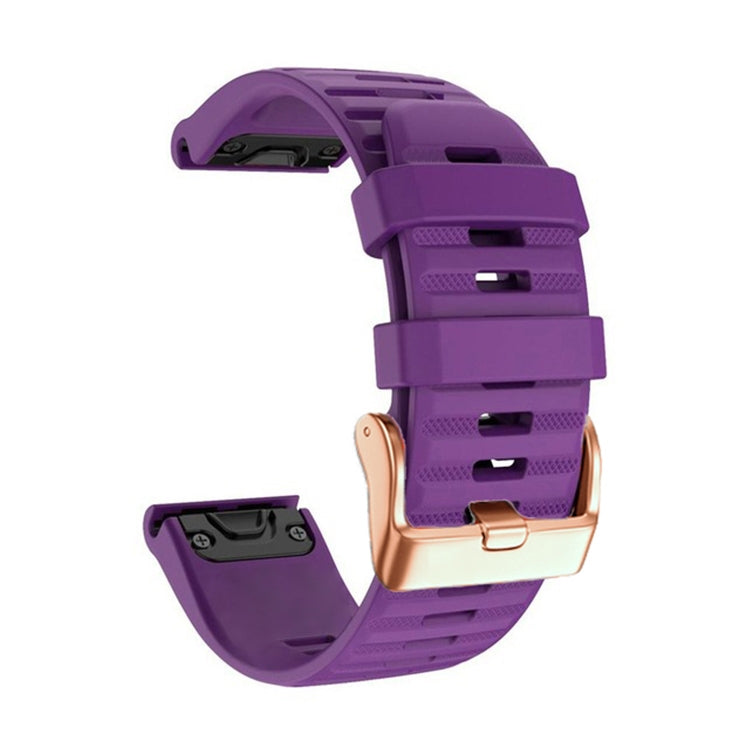 For Garmin Fenix 7S / 6S Pro / 5S Plus 20mm Rose Gold Buckle Quick Release Silicone Watch Band(Purple)