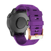 For Garmin Fenix 7S / 6S Pro / 5S Plus 20mm Rose Gold Buckle Quick Release Silicone Watch Band(Purple)