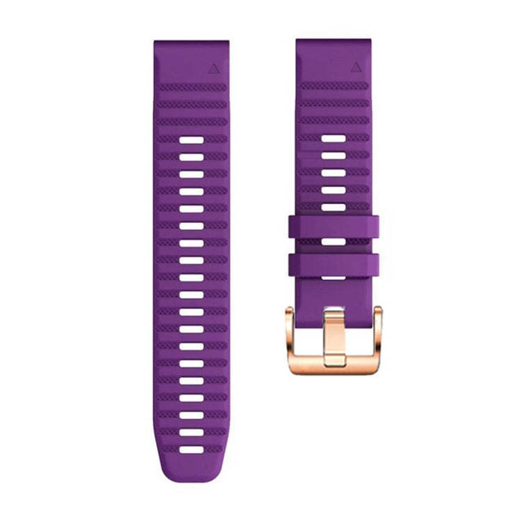 For Garmin Fenix 7S / 6S Pro / 5S Plus 20mm Rose Gold Buckle Quick Release Silicone Watch Band(Purple)
