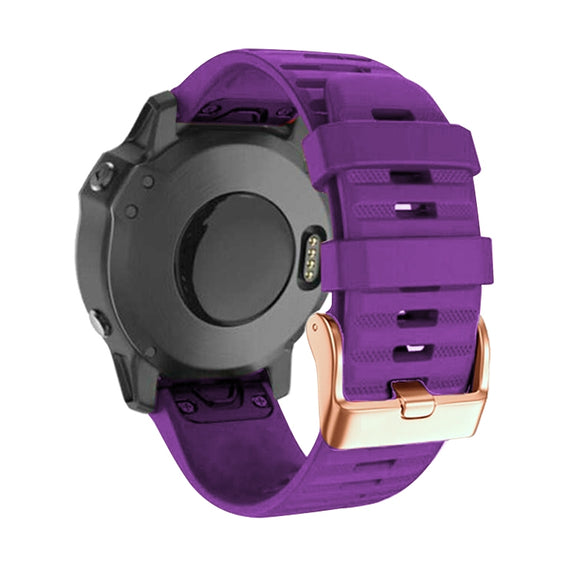 For Garmin Fenix 7S / 6S Pro / 5S Plus 20mm Rose Gold Buckle Quick Release Silicone Watch Band(Purple)