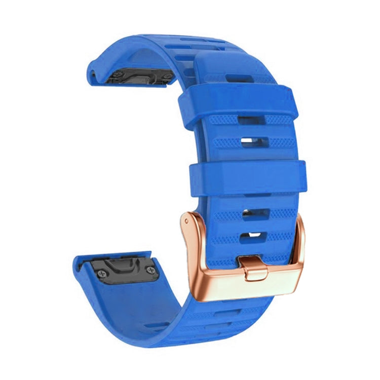 For Garmin Fenix 7S / 6S Pro / 5S Plus 20mm Rose Gold Buckle Quick Release Silicone Watch Band(Dark Blue)