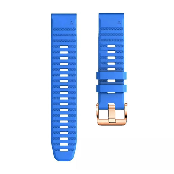 For Garmin Fenix 7S / 6S Pro / 5S Plus 20mm Rose Gold Buckle Quick Release Silicone Watch Band(Dark Blue)