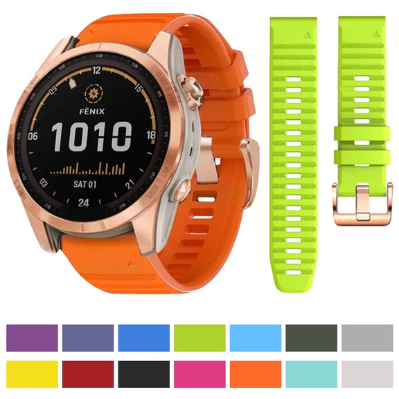 For Garmin Fenix 7S / 6S Pro / 5S Plus 20mm Rose Gold Buckle Quick Release Silicone Watch Band(Orange)