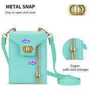 For Samsung Galaxy Z Flip4 Zipper Card Slots Folding Phone Case with Long Lanyard(Mint Green)