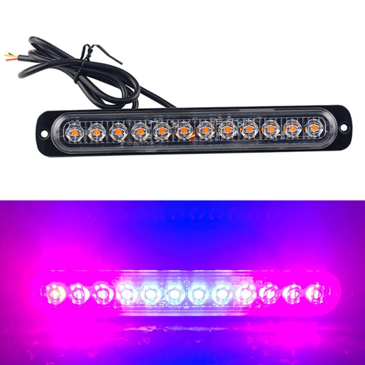 DC12V-24V / 36W Car Truck Emergency Strobe Flash Warning Light 12LEDs Long Ultra-thin Side Lights(Red + Blue + Red)