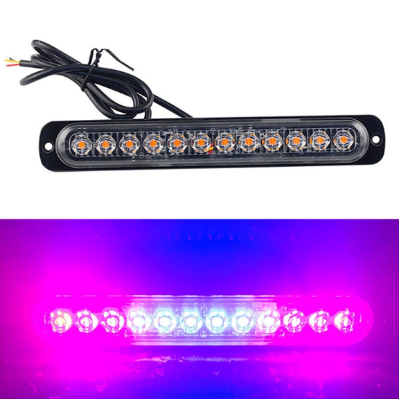 DC12V-24V / 36W Car Truck Emergency Strobe Flash Warning Light 12LEDs Long Ultra-thin Side Lights(Red + Blue + Red)