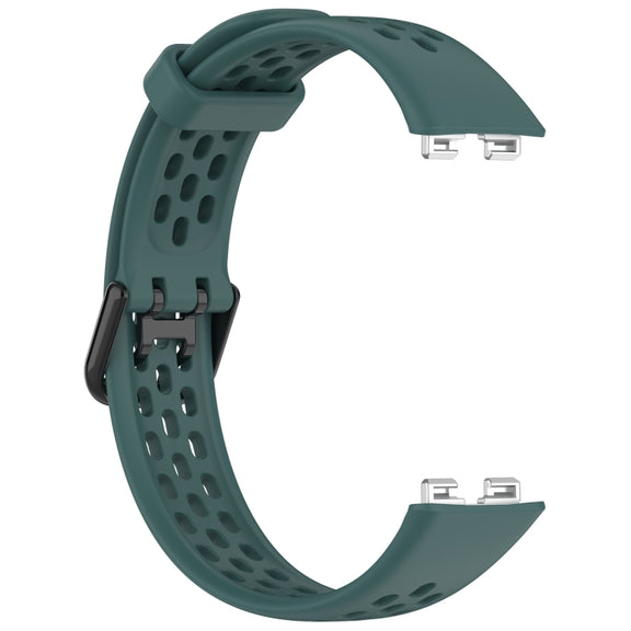 For Huawei Band 10 / 9 / 8 Solid Color Breathable Silicone Watch Band(Olive Green)