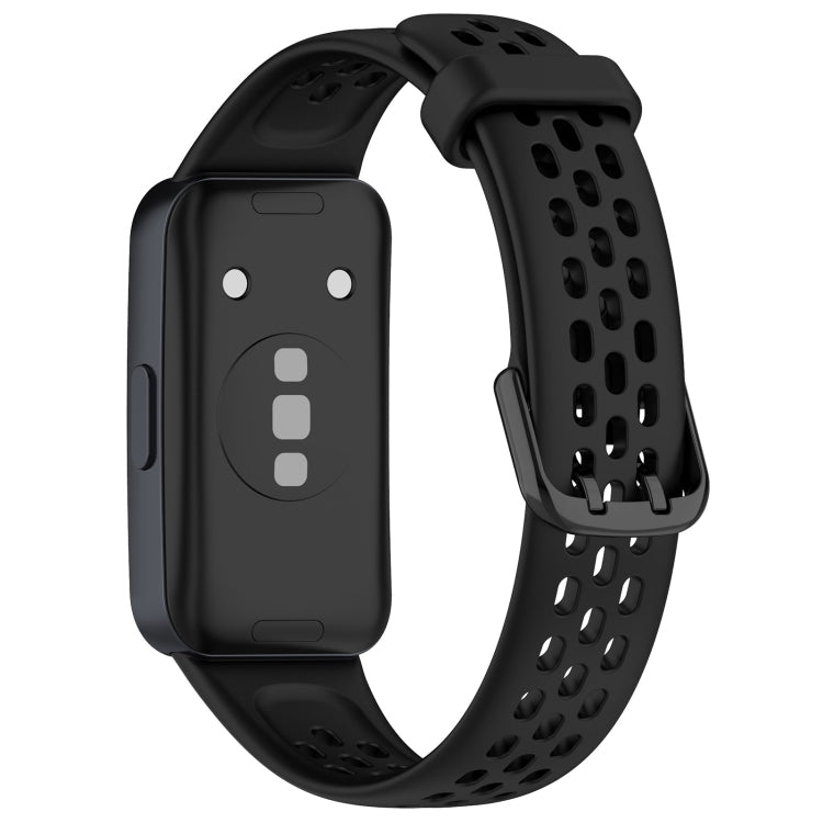 For Huawei Band 10 / 9 / 8 Solid Color Breathable Silicone Watch Band(Black)
