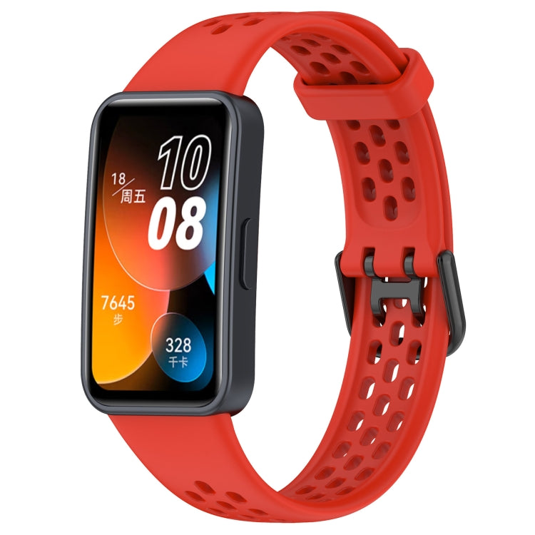 For Huawei Band 10 / 9 / 8 Solid Color Breathable Silicone Watch Band(Red)