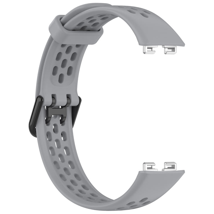 For Huawei Band 10 / 9 / 8 Solid Color Breathable Silicone Watch Band(Grey)