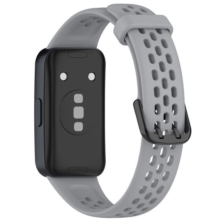 For Huawei Band 10 / 9 / 8 Solid Color Breathable Silicone Watch Band(Grey)