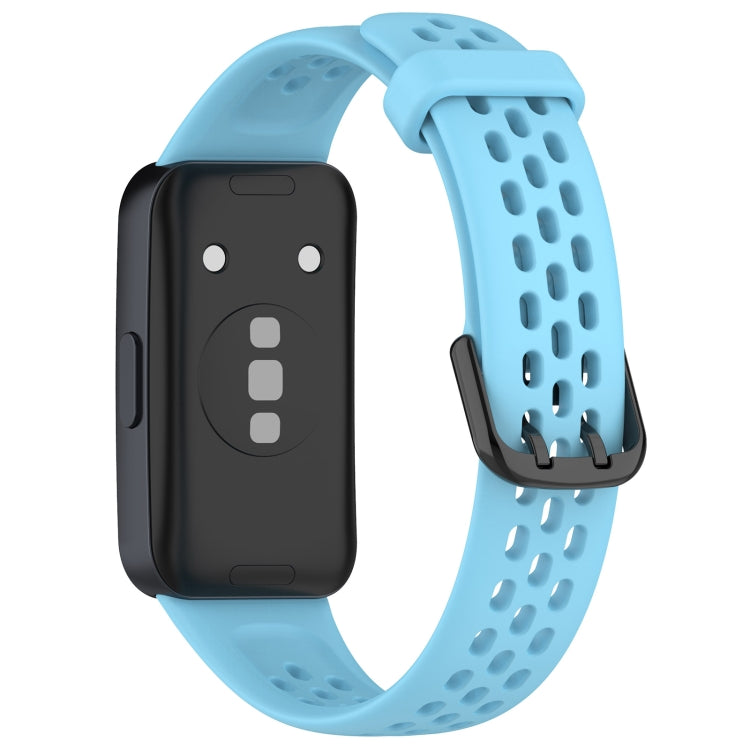 For Huawei Band 8 Solid Color Breathable Silicone Watch Band(Light Blue)