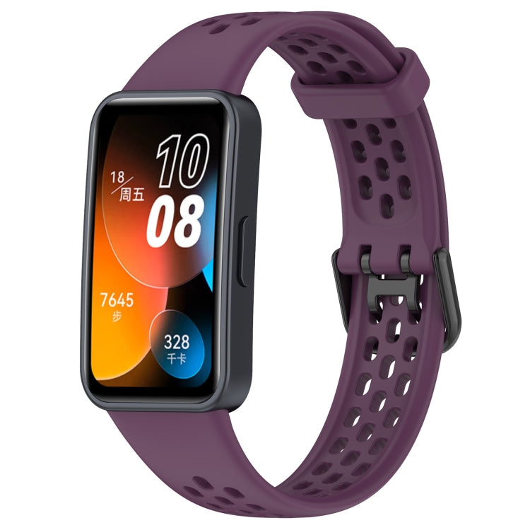 For Huawei Band 8 Solid Color Breathable Silicone Watch Band(Purple)