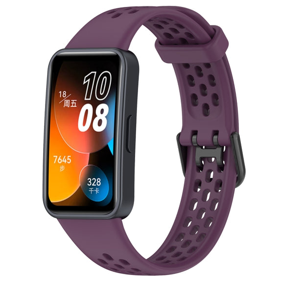 For Huawei Band 8 Solid Color Breathable Silicone Watch Band(Purple)